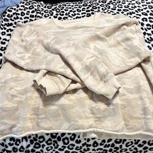 American Eagle Outfitters Cream Camo Sweater